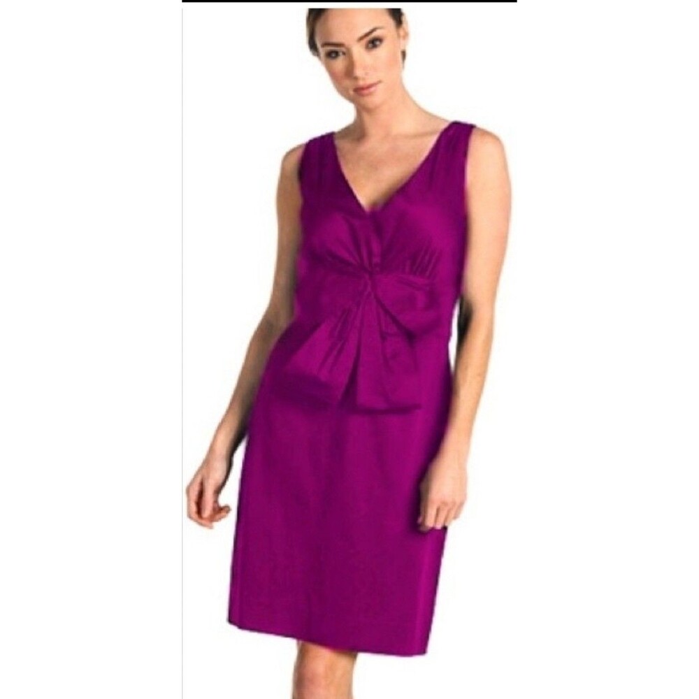 Kate Spade Dress Size 2 Accent Bow Fuchsia Silk Sleeveless Rear Zip Casual